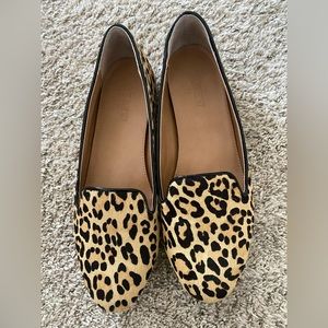 J Crew leopard printed calf hair flats